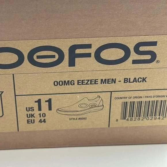 NWT OOFOS OOMG EEZEE MEN BLACK US SIZE 11 slip on shoe style 5082 NIB - Picture 3 of 16